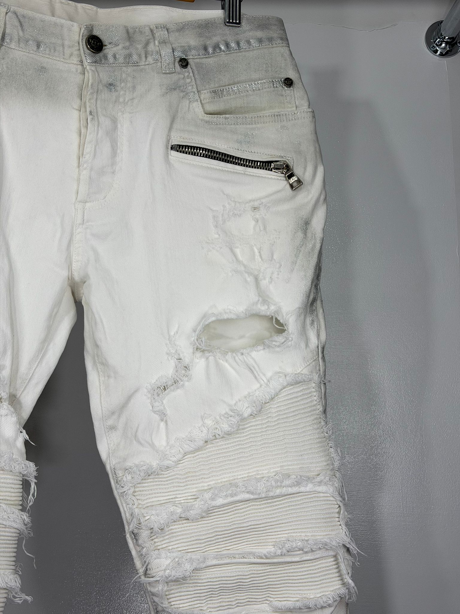 Jeans Balmain Size 48 bianco e argento