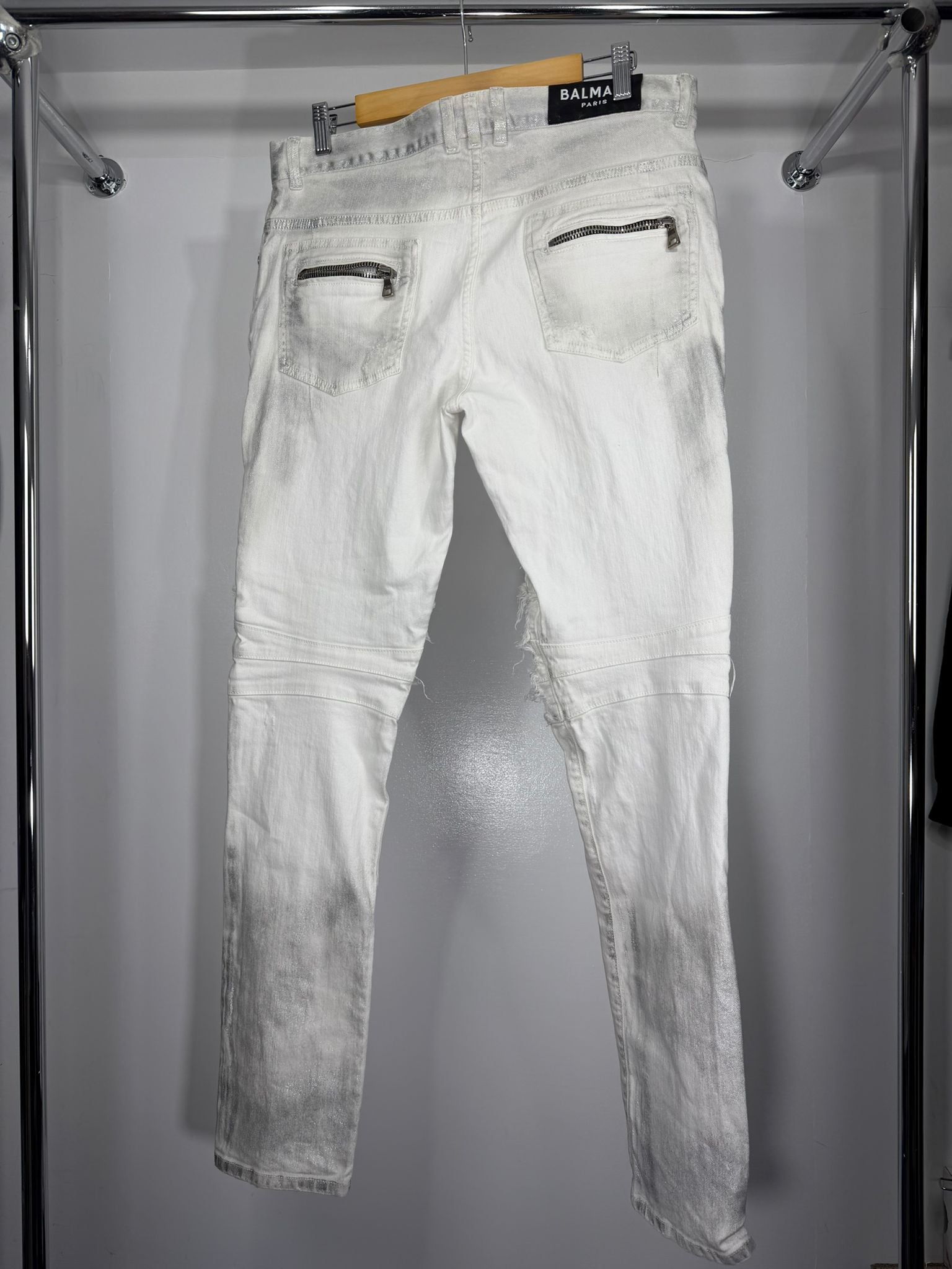 Jeans Balmain Size 48 bianco e argento