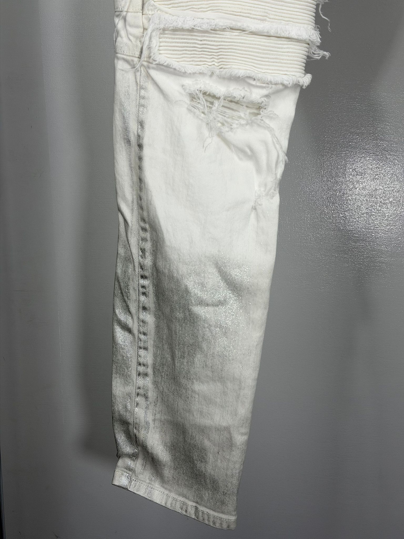 Jeans Balmain Size 48 bianco e argento