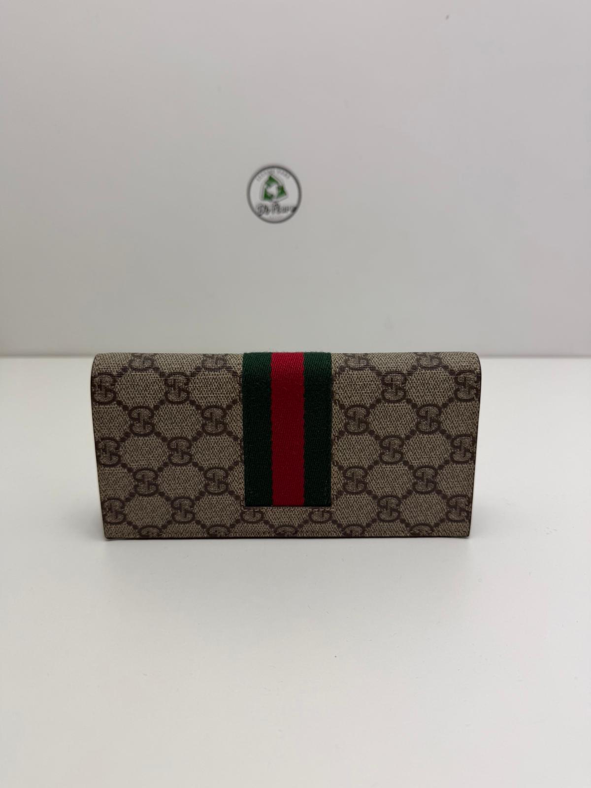 Portafoglio Gucci marrone verde e rosso