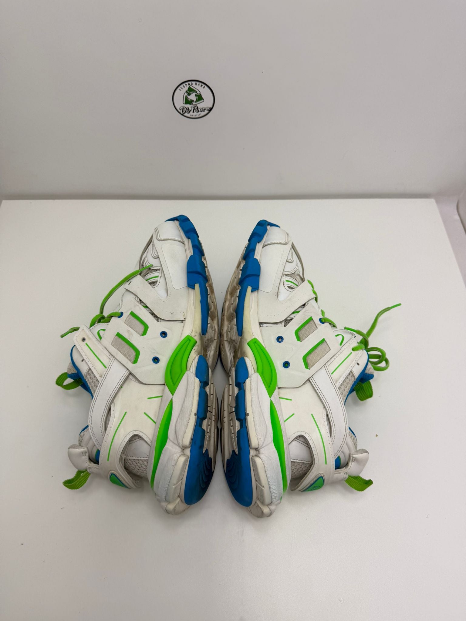 Balenciaga track 42 bianca verde e blu