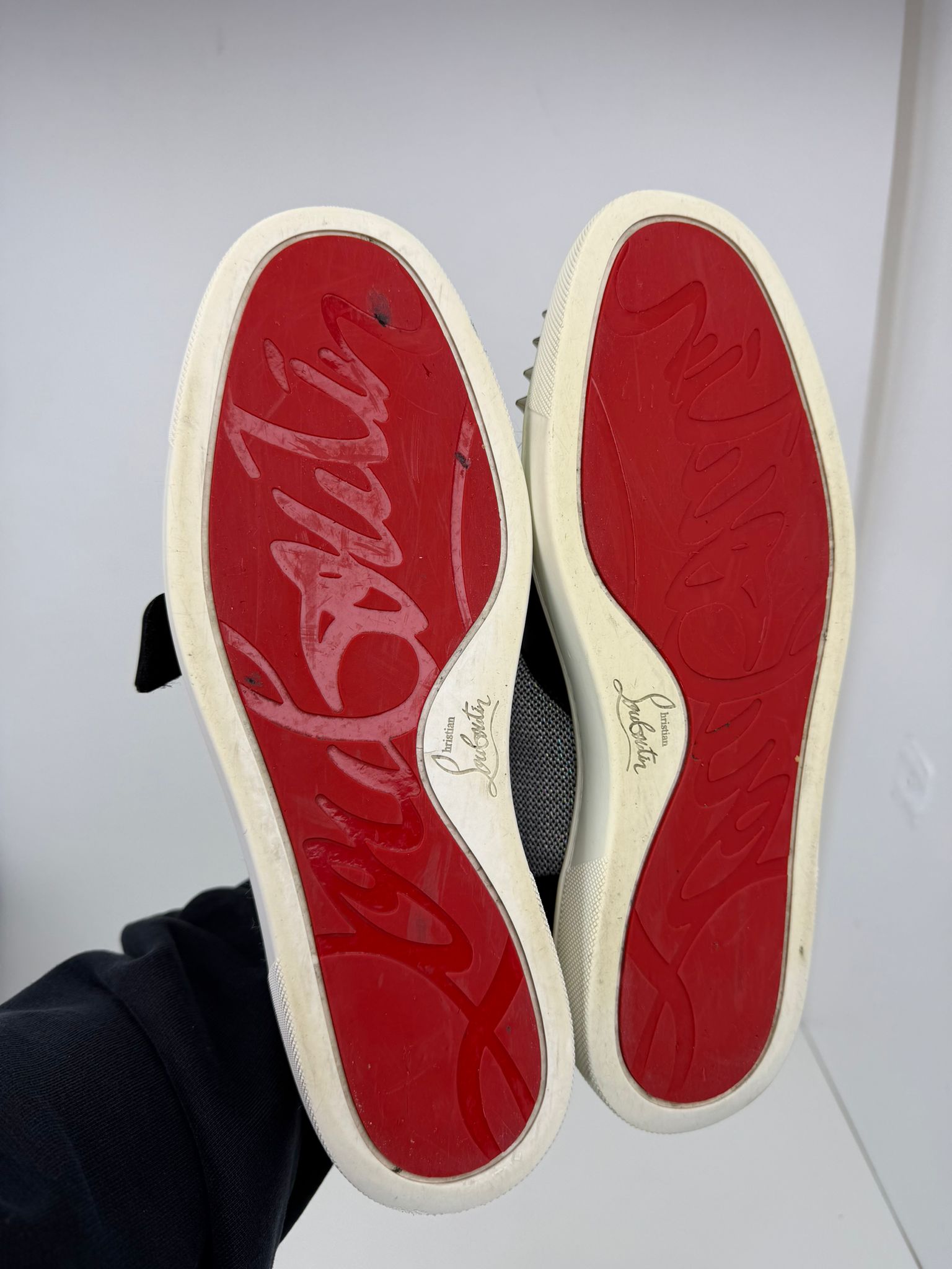 Christian Louboutin 41.5 bianca grigia e nera alta