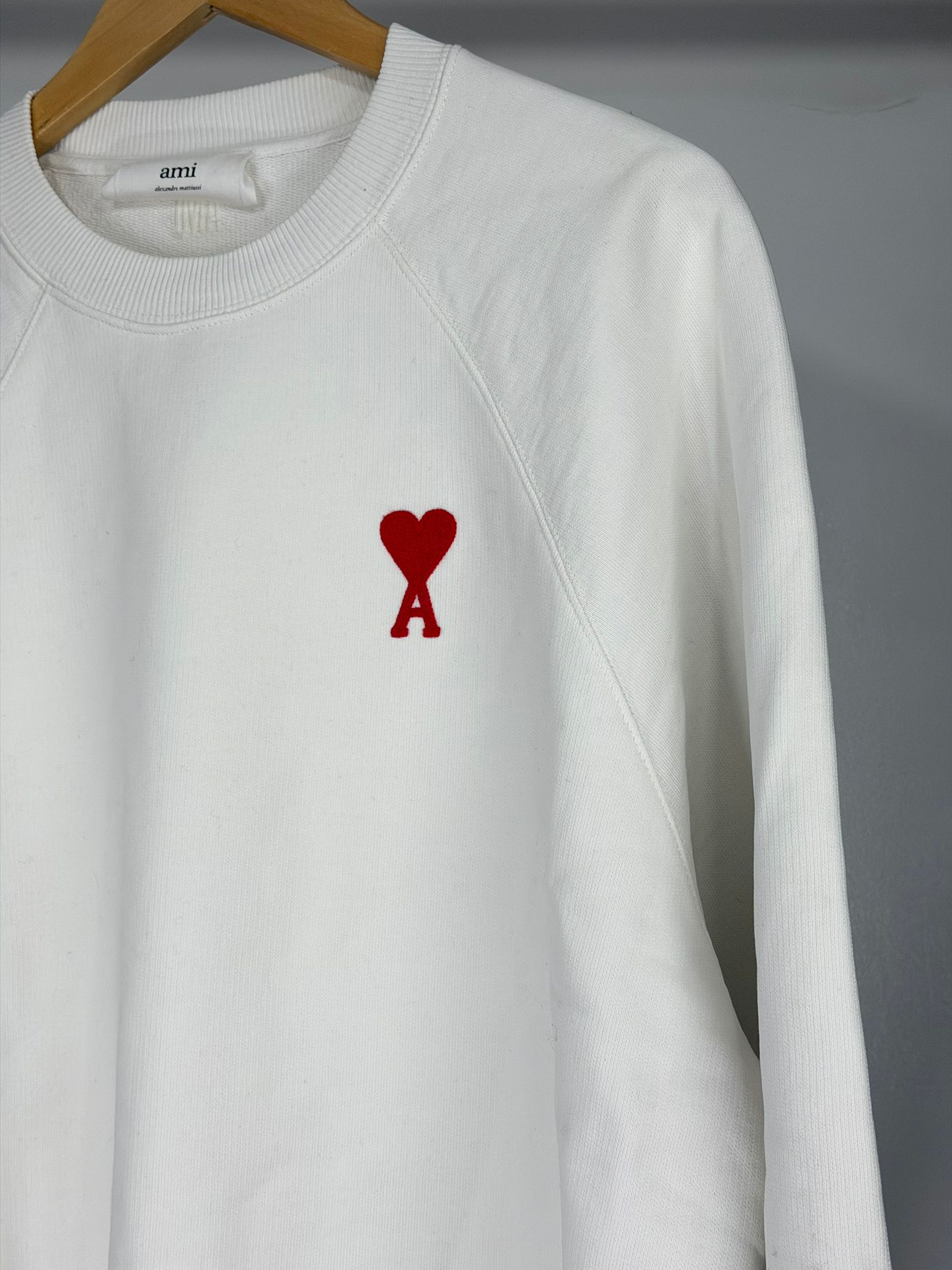 Felpa Ami Size L bianca e rossa