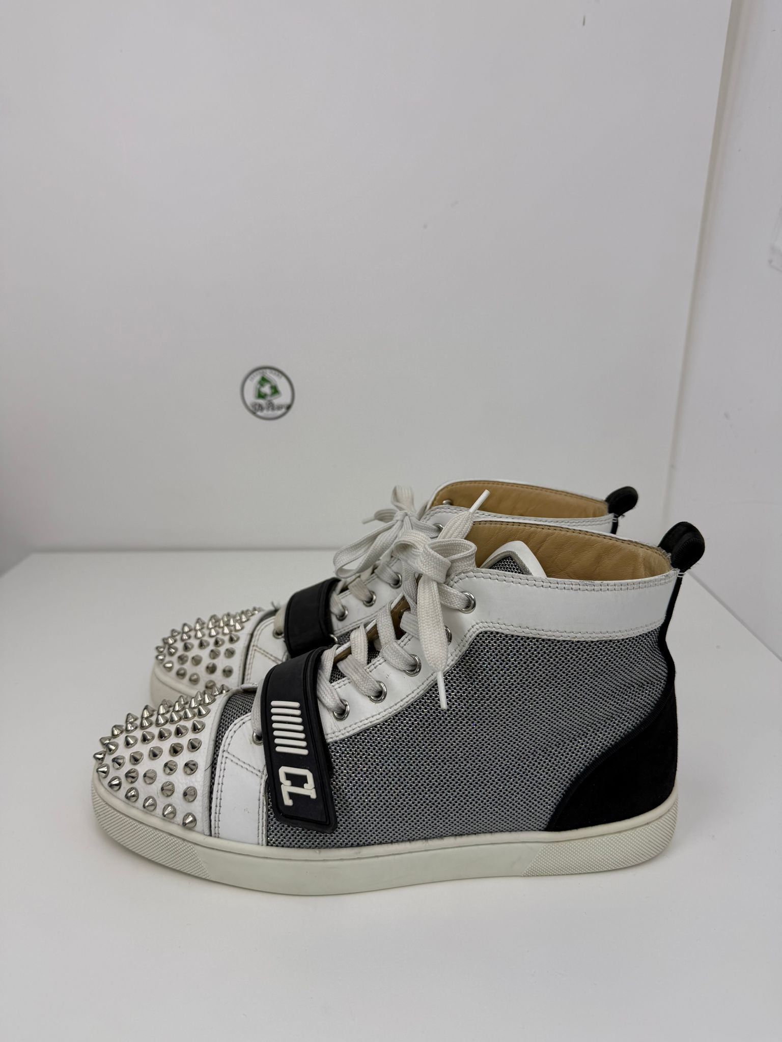 Christian Louboutin 41.5 bianca grigia e nera alta