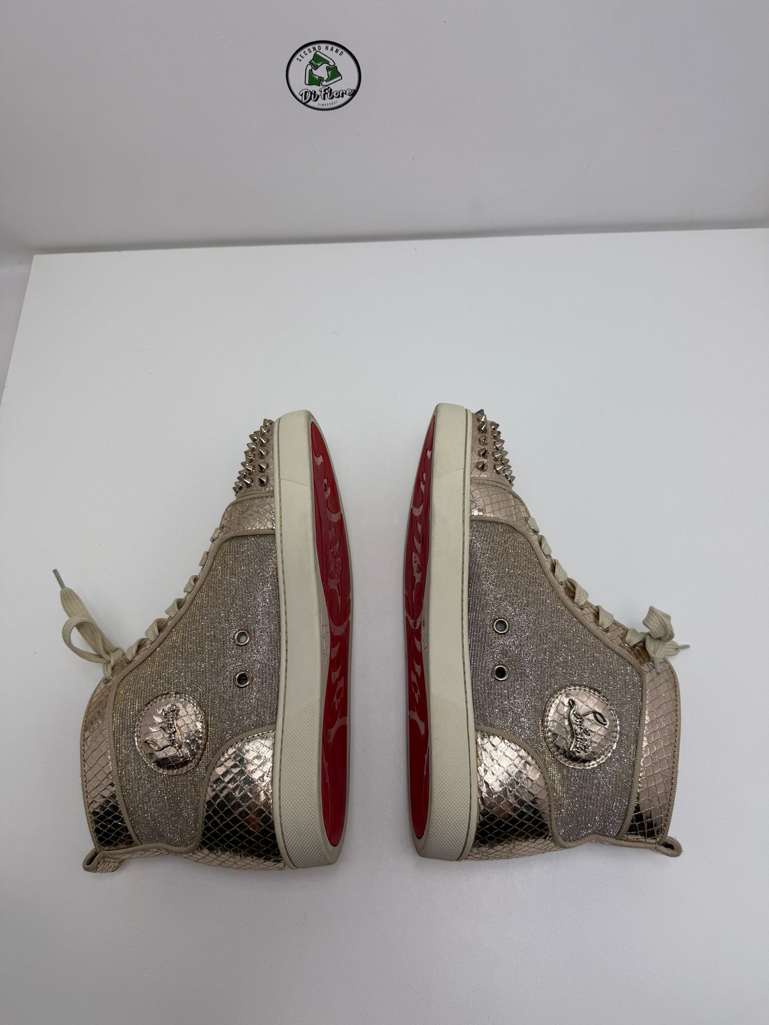 Christian Louboutin 40.5 oro e argento alta