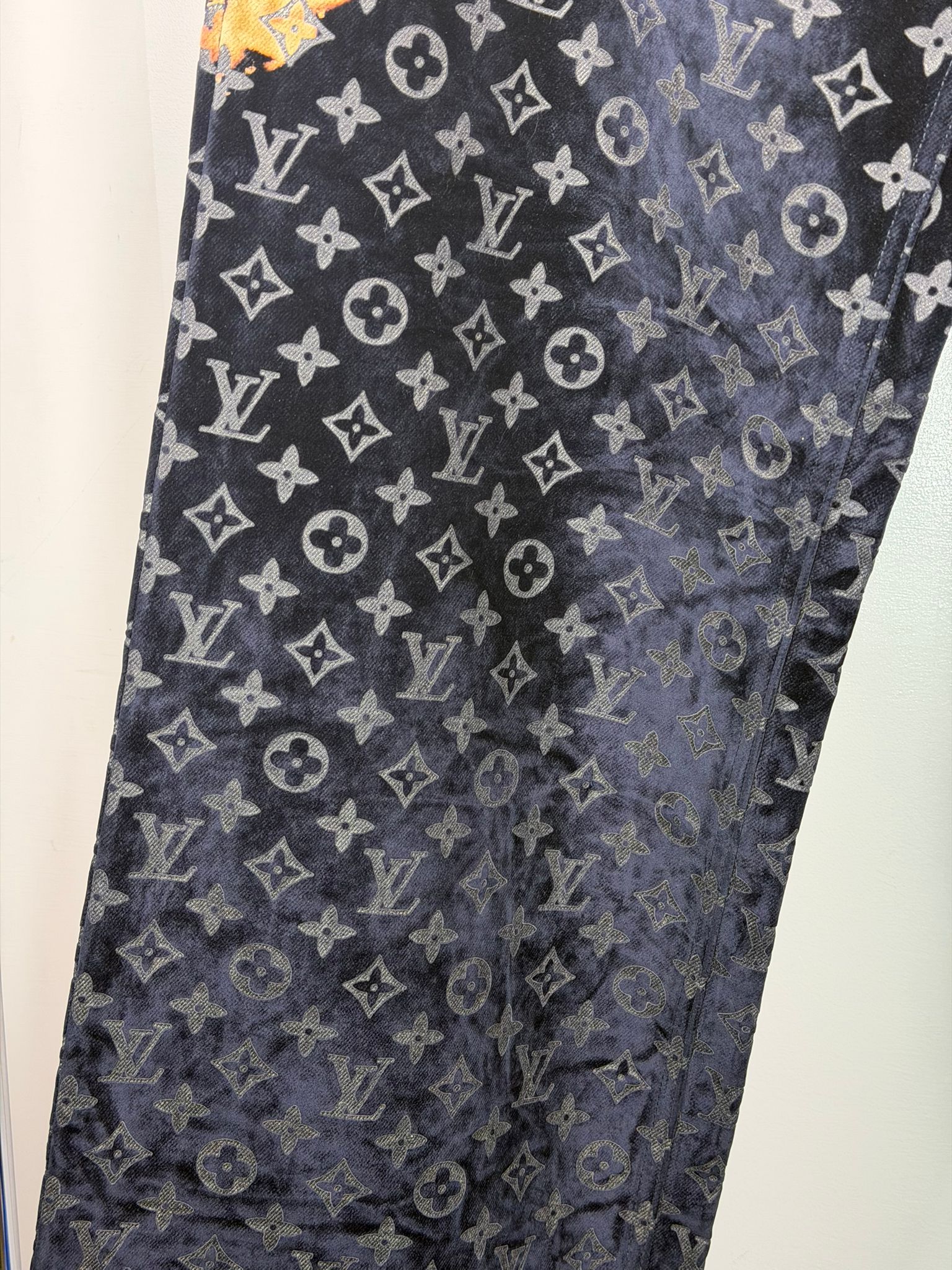jeans Vuitton effetto bruciato monogram taglia 48 blu navy